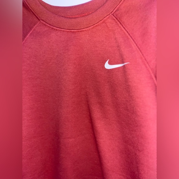 Coral color med unisex crewneck polyester sweater with a swoosh check mark on it - Picture 3 of 7
